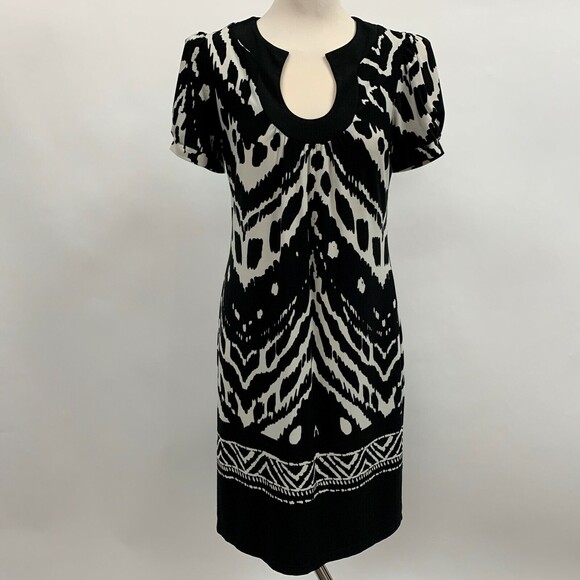 Enfocus Studio Women's Dress Size 8 Black Ivory Multicolor - Picture 1 of 7
